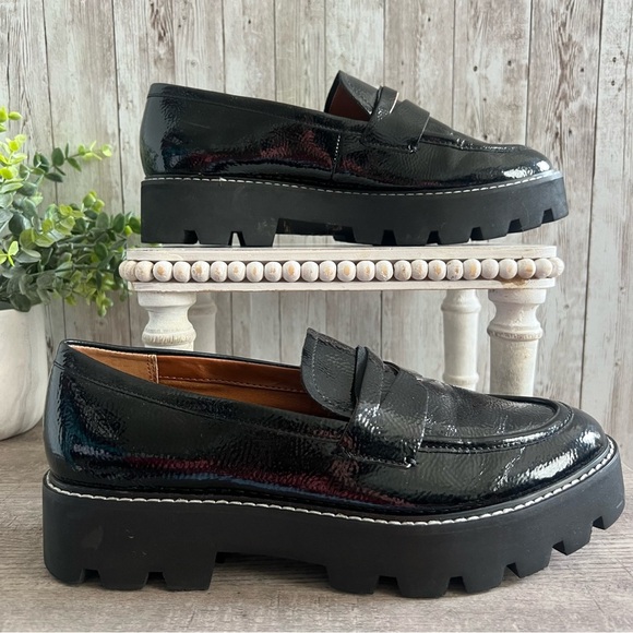 Franco Sarto Shoes - Franco Sarto Black Patent Platform Loafers Preppy Business Casual Womens 9.5